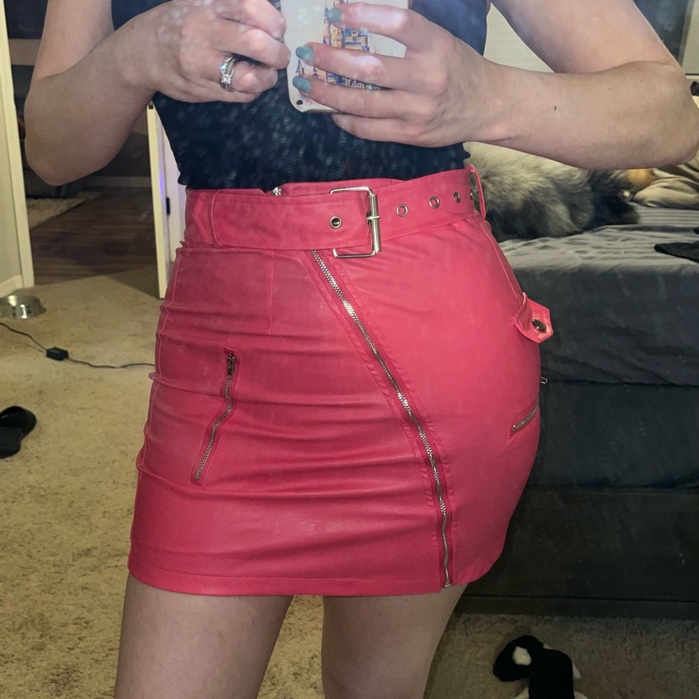 Vegan leather mini skirt for night out